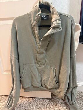 POPFLEX Ooey Gooey Half Zip Sweater - Light Sage